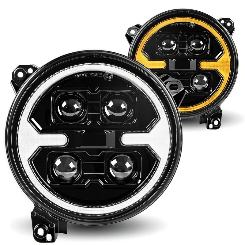 Auto Buero 9 Inch 1000 Bright LED Headlights for Jeep Wrangler JLJLU Unlimited 20182025Gladiator JT 20192025DOT Approved Black Round Front Headlights with DRL and Turn Signal